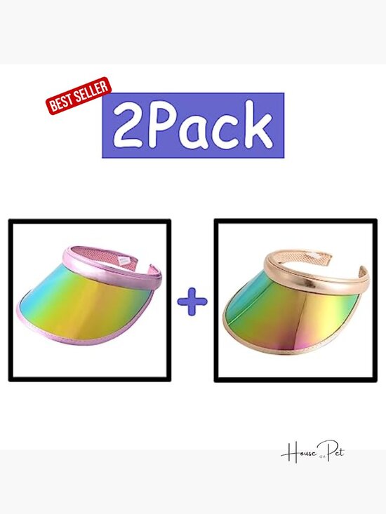 2 Pack Clip-on Sun Visor Hats Clear Iridescent Outdoor Sport Caps main image 7